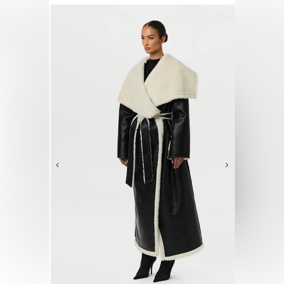 NAKED WARDROBE VEGAN LEATHER SHERPA COAT - Picture 3 of 8